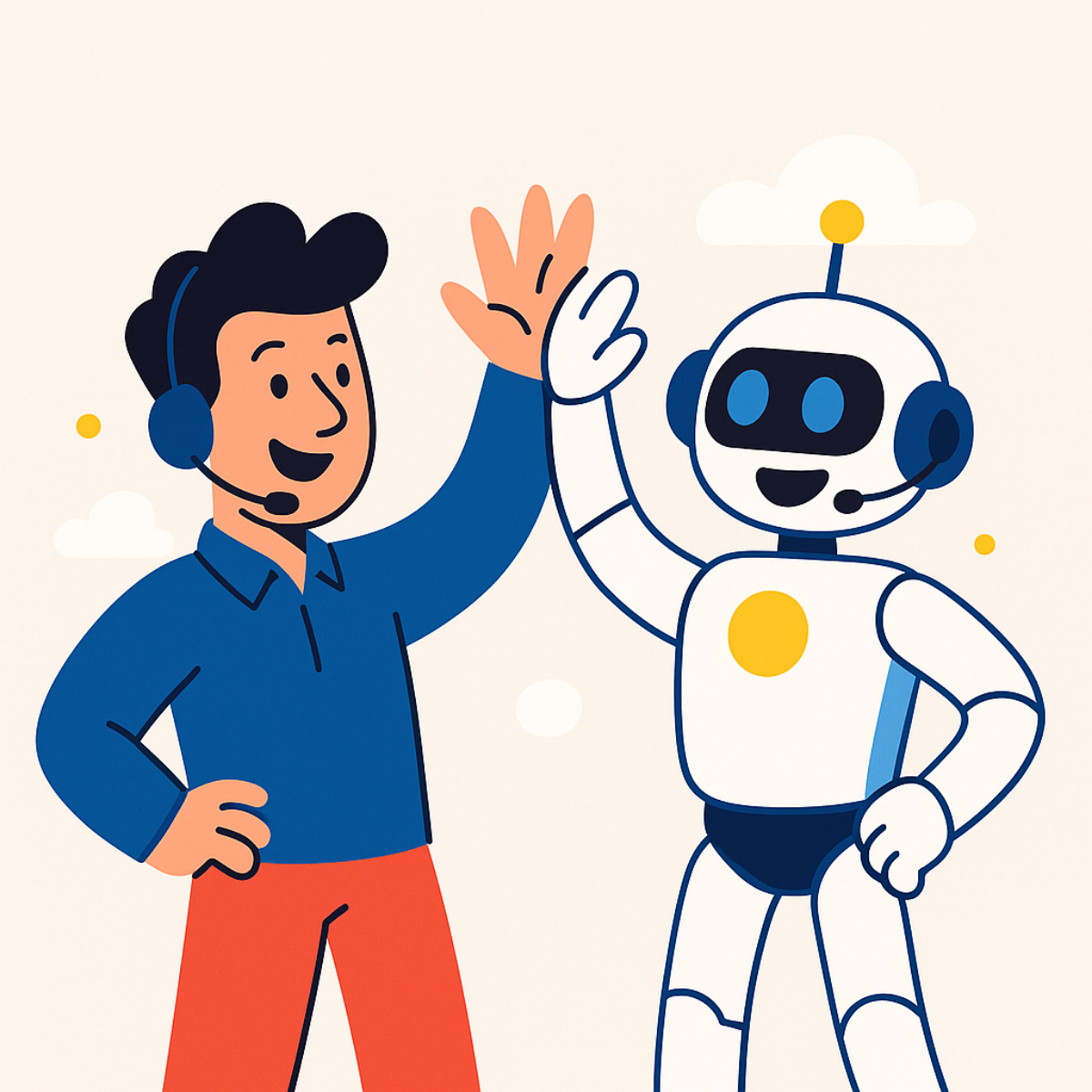 Call center AI automation with digital voice agent and human agent